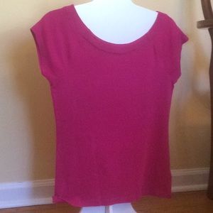 Hot pink lauren scoop neck cotton tee